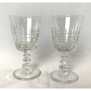 Vintage Rock Sharpe‎ "Pickett" Water Goblet -Set of 2 -MINT-6.25" Blown Glass
